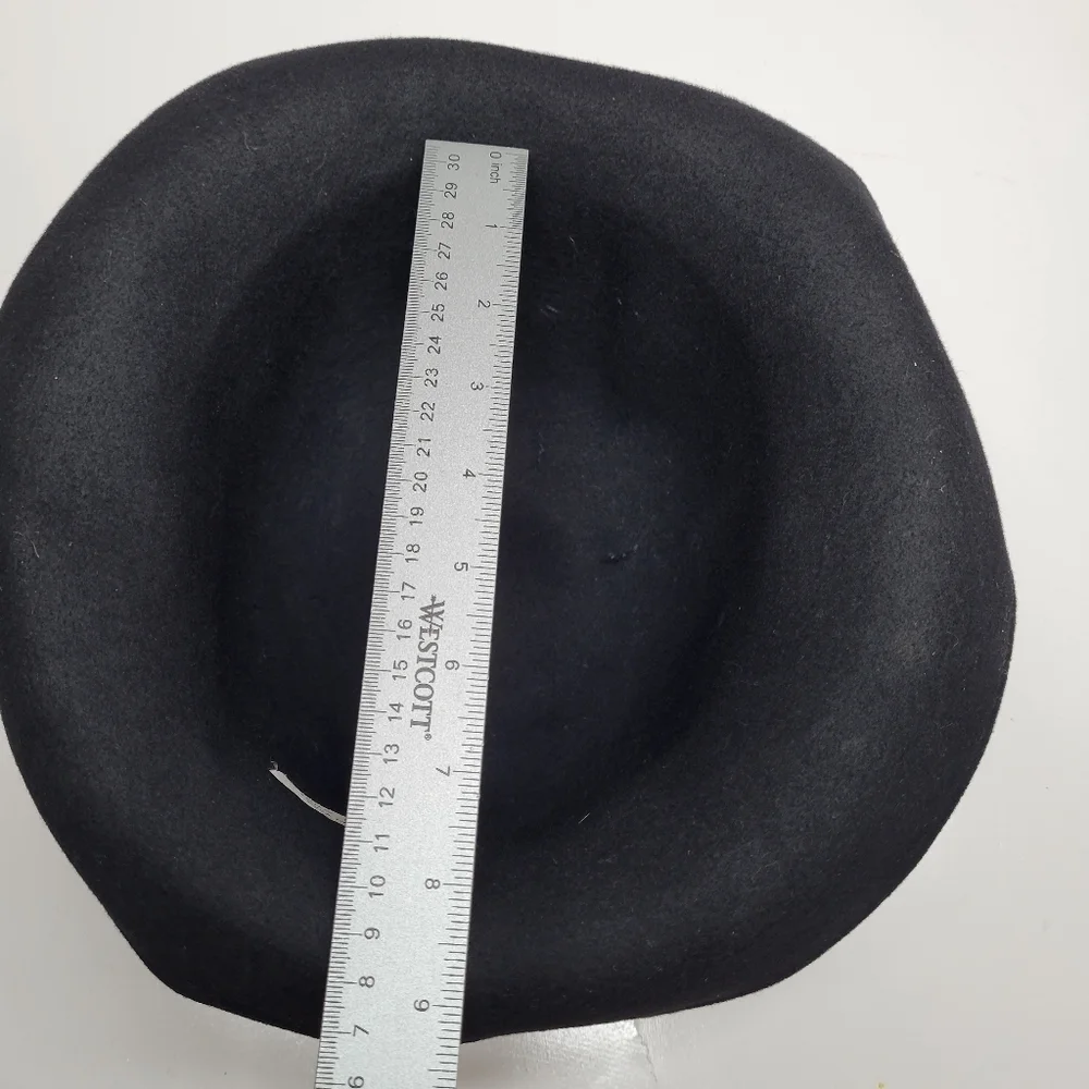 Vintage Wool Bejewled Made in Italy Black Hat Silver‎ Studs Felt 60s Retro - Picture 14 of 17